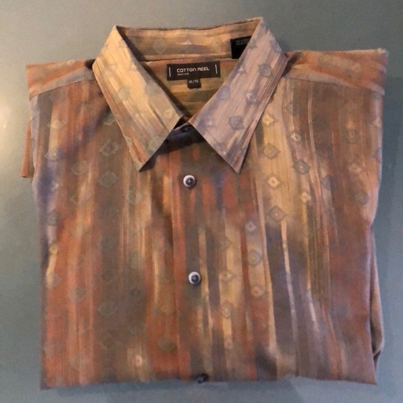 cotton reel dress shirts Cotton Reel Mens Long Sleeve XLT Tall Dress Shirt Gray Plaid Checks Chest Pocket